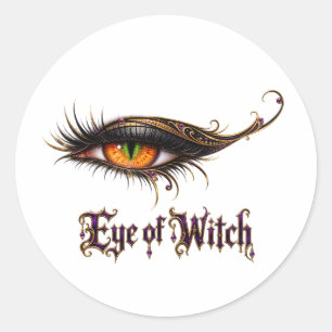 Adesivo Redondo Olho Legal da Bruxa de Halloween Olhos Góticos Gla
