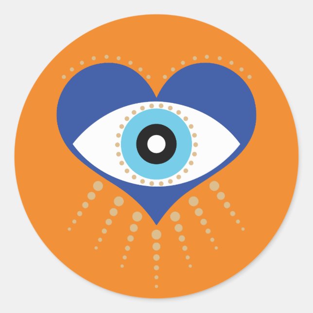 Adesivo Redondo Olho Mau do Coração Grego (Frente)