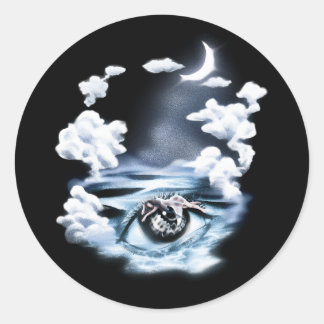 Adesivo Redondo Olho Místico do Oceano Arte Surrealista Clássico A