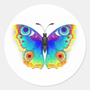 Adesivo Redondo Olho Peacock da Borboleta Arco-Íris