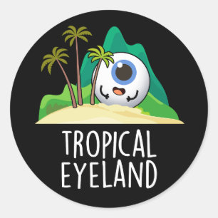 Adesivo Redondo Olho Tropical Terra Divertida Ilha Piada Fundo Esc