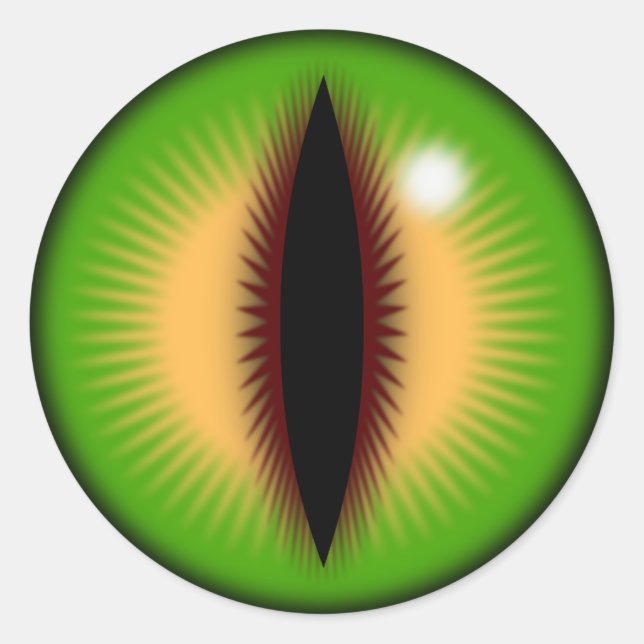 Adesivo Redondo Olho Verde de um dragão (Frente)