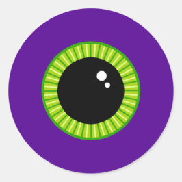 Adesivo Redondo Olho Verde Engraçado e Monstro Roxo