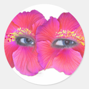 Adesivo Redondo Olhos de Hibiscus - Rosa