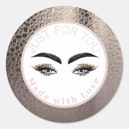 Adesivo Redondo Olhos de Maquiagem Glam Moderno Rosa Dourado Abstr