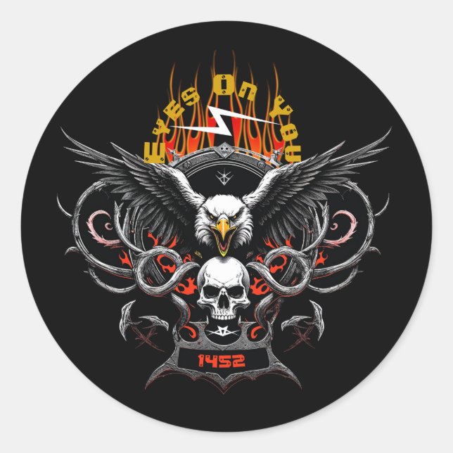 Adesivo Redondo Olhos Em Você 1452 Banda De Metal Rock (Frente)