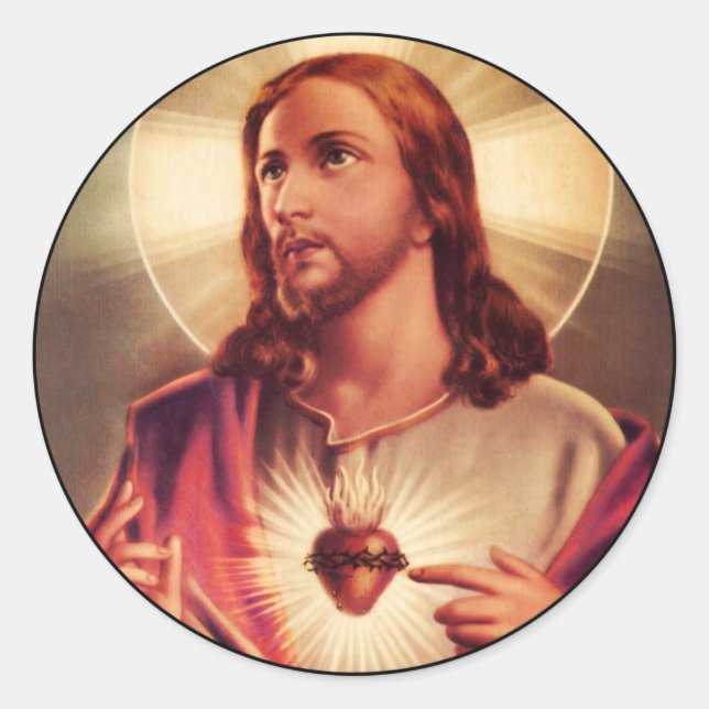 Adesivo Redondo Olhos Salvadores Levantados Em Direção ao Céu (Frente)