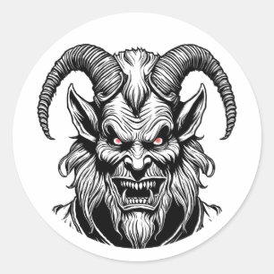 Adesivo Redondo Olhos Vermelhos do Krampus Sticker