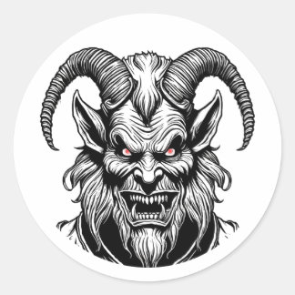 Adesivo Redondo Olhos Vermelhos do Krampus Sticker