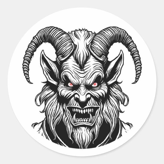 Adesivo Redondo Olhos Vermelhos do Krampus Sticker (Frente)