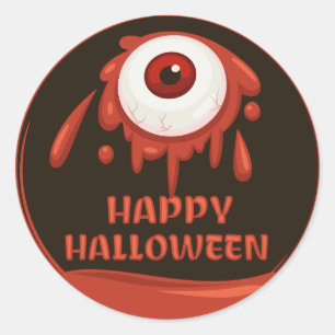 Adesivo Redondo Olhos Vermelhos Muito Felizes Halloween