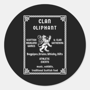 Adesivo Redondo Oliphant Scottish Clan Descende