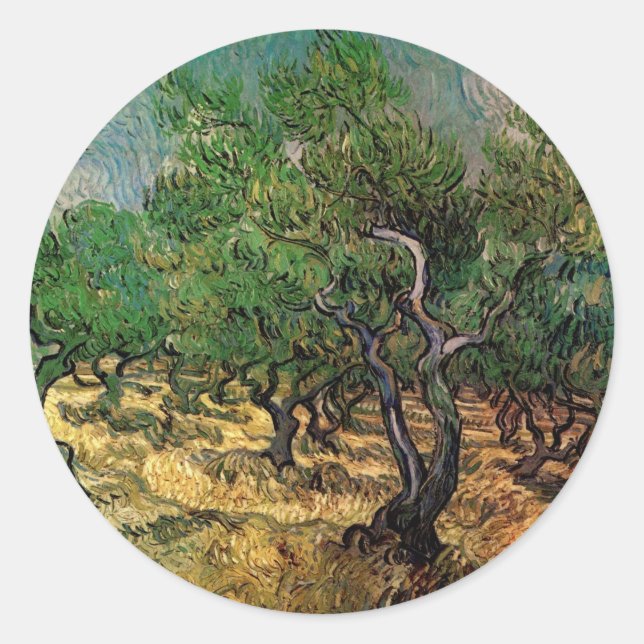 Adesivo Redondo Olive Grove de Vincent van Gogh (Frente)