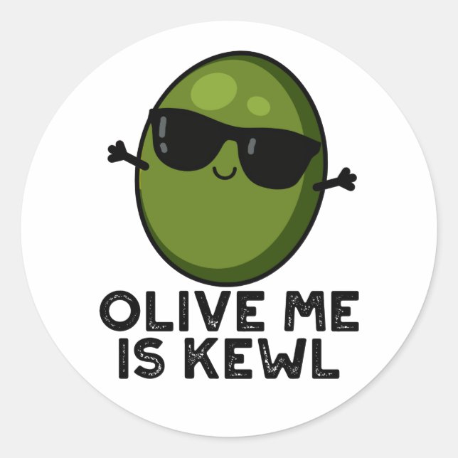 Adesivo Redondo Olive Me É Kewl Legal Olive Pun (Frente)