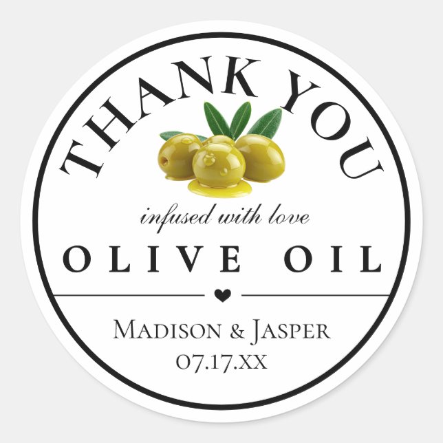 Adesivo Redondo Olive Oil Thank You Favor (Frente)