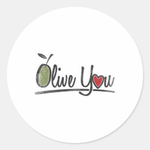 Adesivo Redondo Olive You - Love Pun