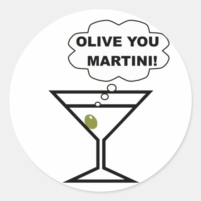 Adesivo Redondo Olive You Martini (Frente)