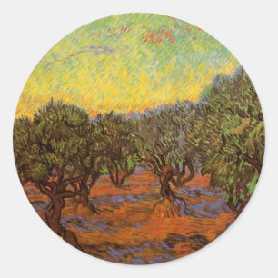 Adesivo Redondo Oliveiral, Céu Laranja por Vincent van Gogh