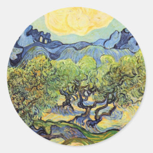 Adesivo Redondo Oliveiras com Alpilles por Vincent van Gogh