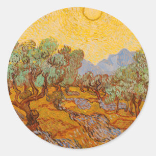 Adesivo Redondo Oliveiras de Van Gogh Sol Amarelo Céu