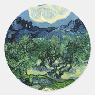 Adesivo Redondo Oliveiras de Vincent van Gogh (1889)