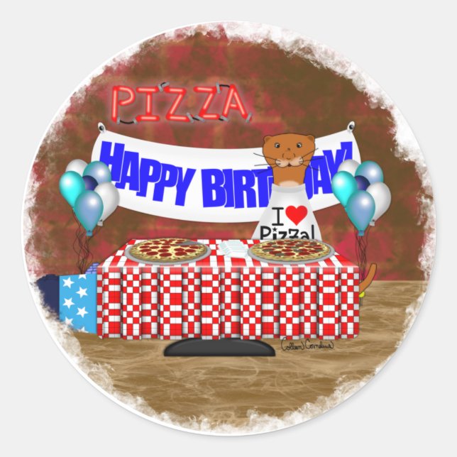 Adesivo Redondo Oliver O Otter tem 6 anos! Feliz aniversário (Frente)