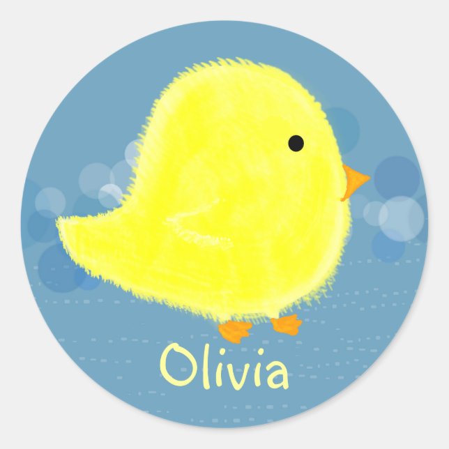 Adesivo Redondo Olivia Cute Baby Pintinho Sticker (Frente)