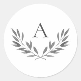 Adesivo Redondo Olivia Elegant Cinza Monograma Sticker