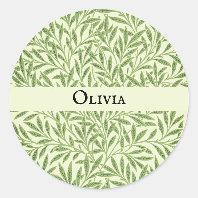 Adesivo Redondo Olivia Elegant Floral Personalizado Name (Frente)