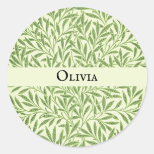 Adesivo Redondo Olivia Elegant Floral Personalizado Name