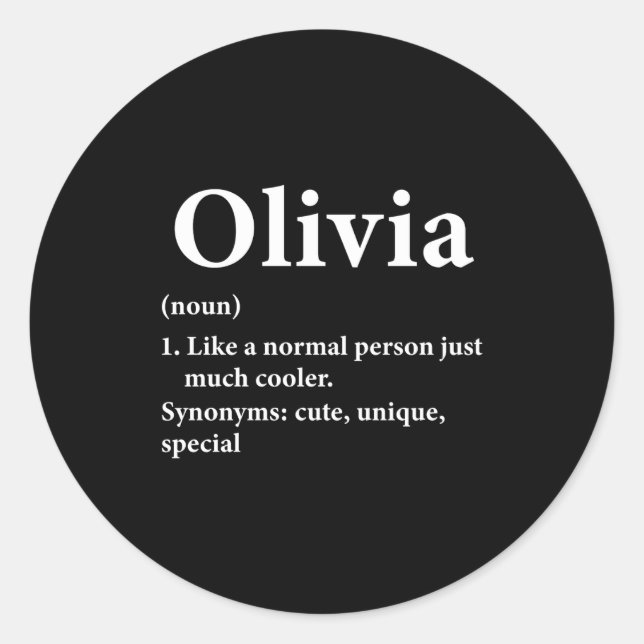 Adesivo Redondo Olivia Name Definition Funny D  (Frente)