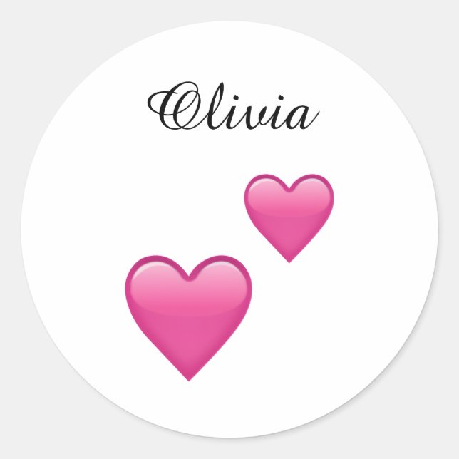 Adesivo Redondo Olivia Personalized Emoji Hearts Round Stickers (Frente)