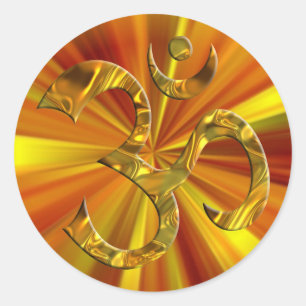 Adesivo Redondo OM / AUM - DOURADO zoom amarelo