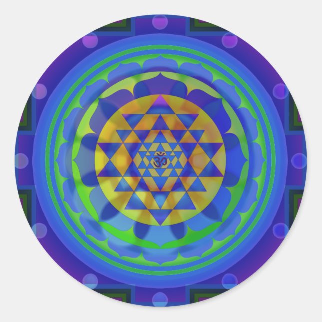 Adesivo Redondo Om (AUM) Yantra mandala (Frente)