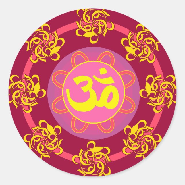 Adesivo Redondo Om com espirros e cores! (Frente)