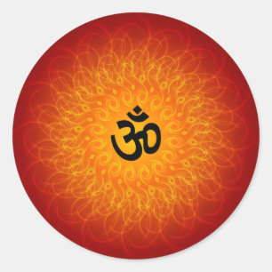 Adesivo Redondo Om Espiritual Em Mandala