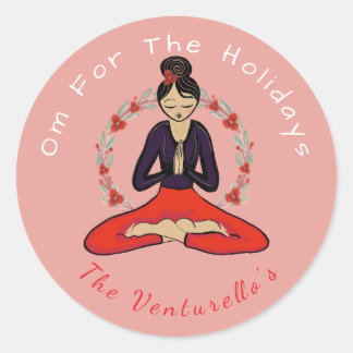 Adesivo Redondo Om For The Holidays Yoga Sticker