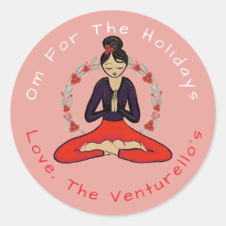 Adesivo Redondo Om For The Holidays Yoga Sticker