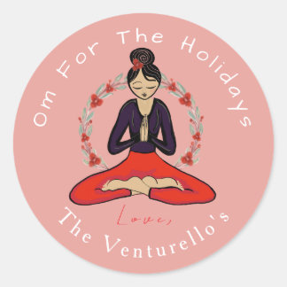 Adesivo Redondo Om For The Holidays Yoga Sticker