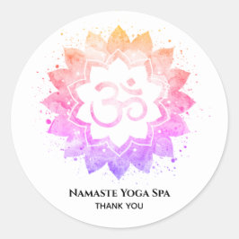 Adesivo Redondo *~* OM Lotus Mandala Símbolo Aum Espiritual Flor