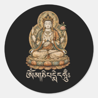 Adesivo Redondo Om Mani Padme Hum Mantra Compaixão Chenrezig
