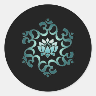Adesivo Redondo Om, Mantra, Símbolo, Mandala, Flor de Lótus, Budis