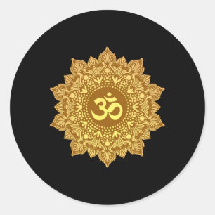 Adesivo Redondo Om Símbolo Mandala Geometria Sagrada Zen Yoga Medi