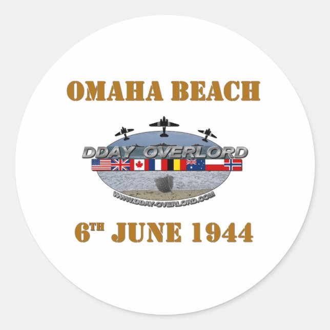 Adesivo Redondo Omaha Beach 6th June 1944 (Frente)