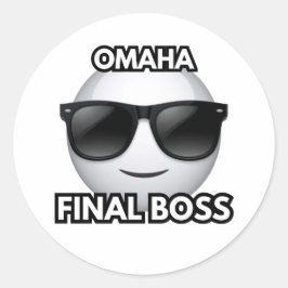 Adesivo Redondo Omaha Final Boss Cool Emoji Sticker