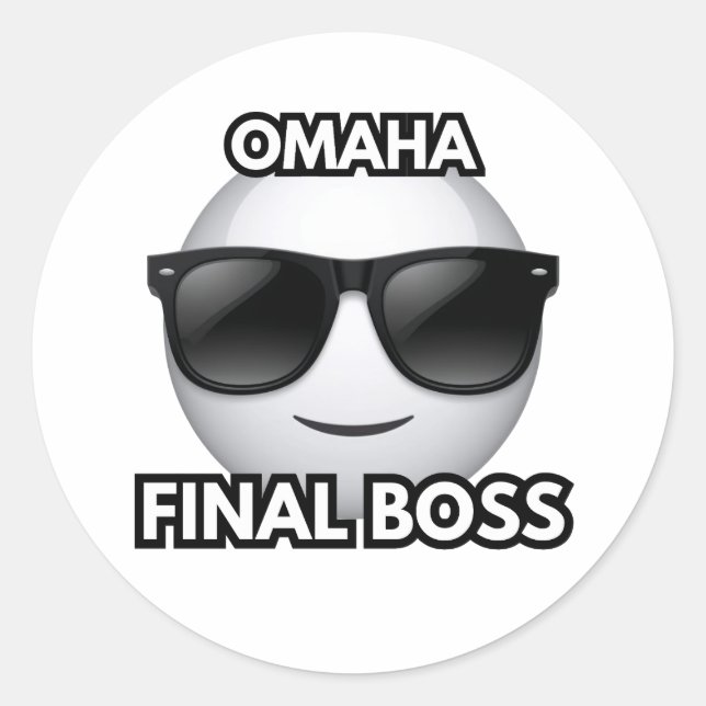 Adesivo Redondo Omaha Final Boss Cool Emoji Sticker (Frente)
