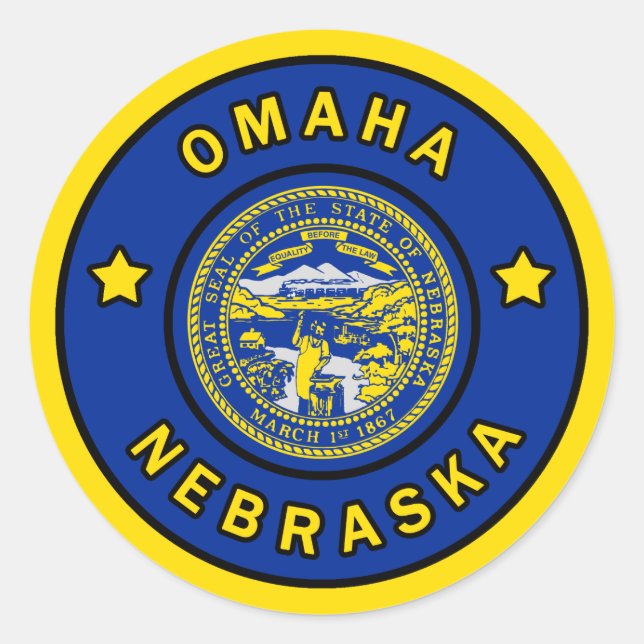 Adesivo Redondo Omaha Nebraska (Frente)