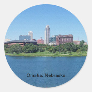Adesivo Redondo Omaha, Nebraska Skyline sobre Canvas