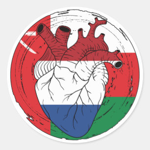 Adesivo Redondo Omani Oman Koningsdag Países Baixos Heart Love