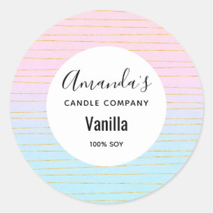 Adesivo Redondo Ombre Azul Rosa com Linhas Douradas Velas Comercia
